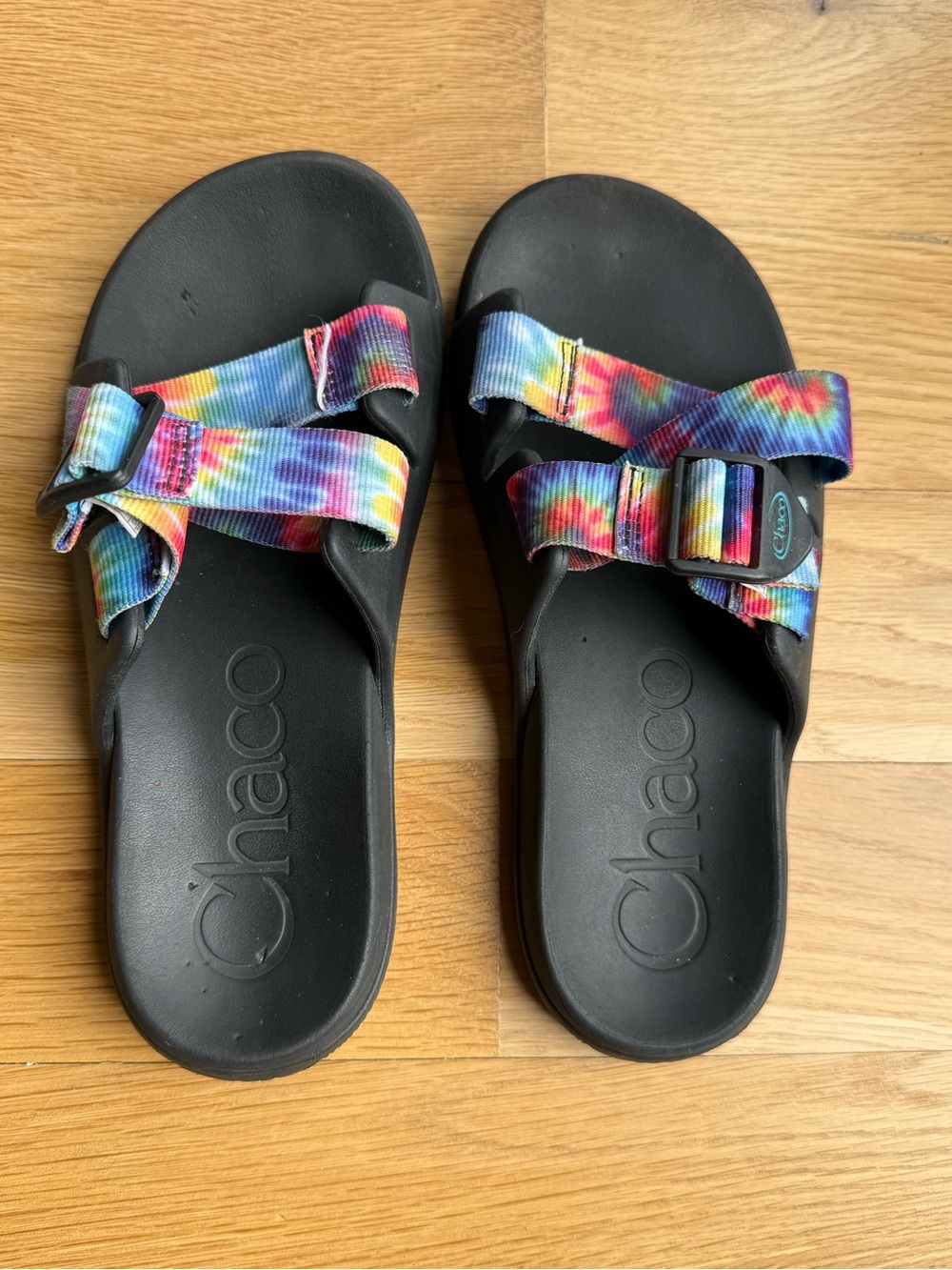 Chaco Slides with Tie-Dye Straps